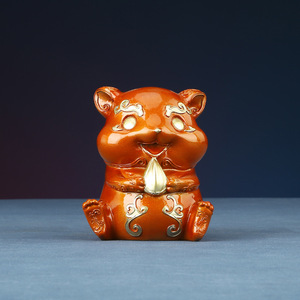 Figuras de ratas de cobre, 2 uds., decoración del zodiaco Feng Shui para el hogar, oficina, escritorio, regalo, Año Nuevo Chino - Product Image 2
