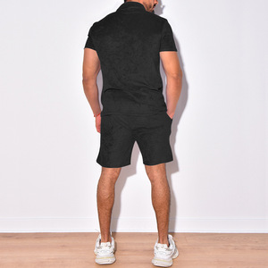 Top vente été revers grande taille hommes deux pièces ensemble décontracté sport survêtement Logo personnalisé tenues de sport <span class=keywords><strong>2023</strong></span> hommes ensemble short - Product Image 6