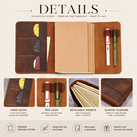 Cubierta de Cuaderno de Cuero Personalizada, Recargable, A5/A6, Triple Pliegue, Color y Logotipo Personalizados, Regalo Promocional