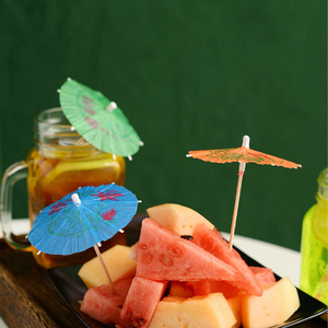Púas de paraguas de madera de alta calidad con decoraciones de fiesta Tiki hawaianas tropicales - Product Image 2