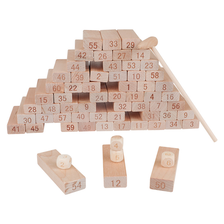 Оптовая продажа; 60 шт. гигантский башни оригинальный цвет Монтессори Деревянные укладка игрушки семья игрушки строительные блоки игрушки