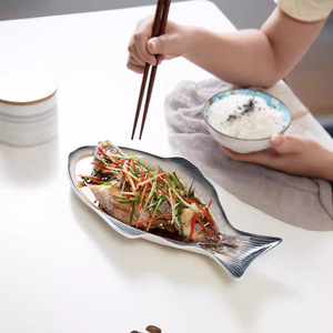 อาหารเย็นเซรามิกรูปทรงปลาถาดพอร์ซเลนขนาด11/13/15นิ้วสำหรับร้านอาหารโรงแรมหรือห้องครัวในบ้าน - Product Image 2