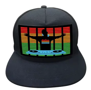 Rave Neon Led Hat Voice Control Luminescence El Panel Led Hat Daily Luminous Custom Flashing Cap For Party