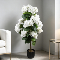 Künstlicher Weißer Hortensienbaum Kunstpflanze für Heimdekoration Hochzeits-Blumenarrangements Innendekoration