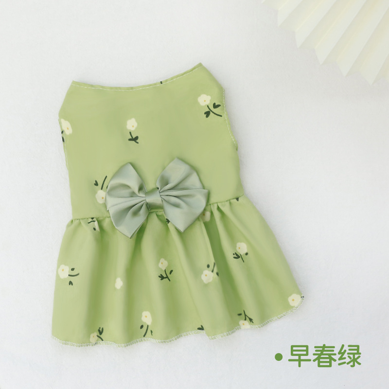 Vestido Floral de Princesa - Verde Primavera Temprana
