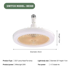 Ventilateur de plafond moderne et silencieux gris unique à 3 pales avec télécommande, fonction oscillante et lampe intégrée - Product Image 2