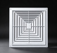 Diffuseur d'air de plafond ABS 4 voies, face 550 mm, découpe 500 mm, conduit 250 mm, diffuseur carré anti-condensation pour maison et bureau