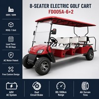 Voiture de golf électrique 8 places (6+2 passagers) 60V 4kW avec moteur AC et batterie au plomb, tout-terrain, pour visites touristiques, hôtels et complexes hôteliers