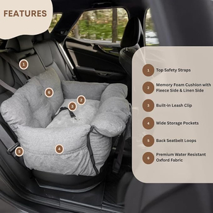 Siège auto pour chien personnalisé, protection pour animaux de compagnie avec sangles de sécurité, lit de voyage de luxe pour animaux, siège auto portable et amovible pour chien - Product Image 3