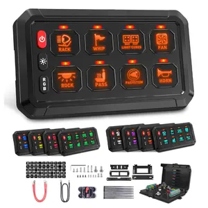 RGB 8 Gang Switch Panel 12V 24V Switch Panel with 3 Silicon Button ouch Control Panel Box for Truck Offroad