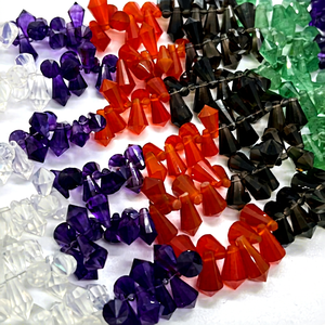 Piedras de Cuarzo Facetadas de Primera Calidad al por Mayor, Forma de Perla, Mezcla de Colores, Gemas Naturales Azules y Amarillas, Tamaños Personalizados de 8 Pulgadas - Product Image 1