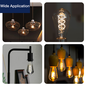 Lampadine Vintage Retrò E27 E26 in Vetro Ambrato con Filamento a Spirale 120V 230V AC A60 ST58 T300 Bianco Caldo CE UKCA UL Pronte per la Spedizione - Product Image 5