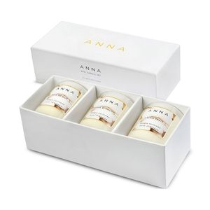 Custom Hot Stamped Logo Lid And Bottom Candle, Honey Jar Packaging White 3 Candle Gift Set Box with Divider Section