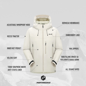OEM ODM <span class=keywords><strong>chaqueta</strong></span> impermeable al aire libre 10000mm 1000 potencia <span class=keywords><strong>de</strong></span> llenado blanco plumón <span class=keywords><strong>de</strong></span> ganso forrado Dermizax <span class=keywords><strong>montaña</strong></span> chaquetas rígidas - Product Image 5