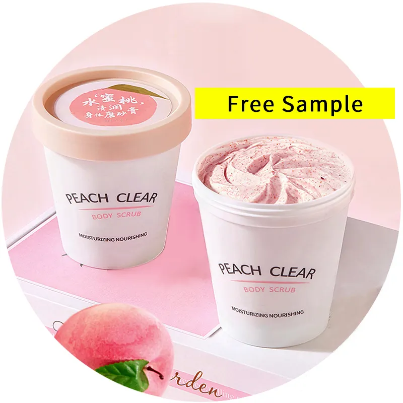 Отбеливающий отбеливающий скраб от частного бренда, отшелушивающий и увлажняющий все натуральное мороженое, персиковый розовый скраб для тела OEM
