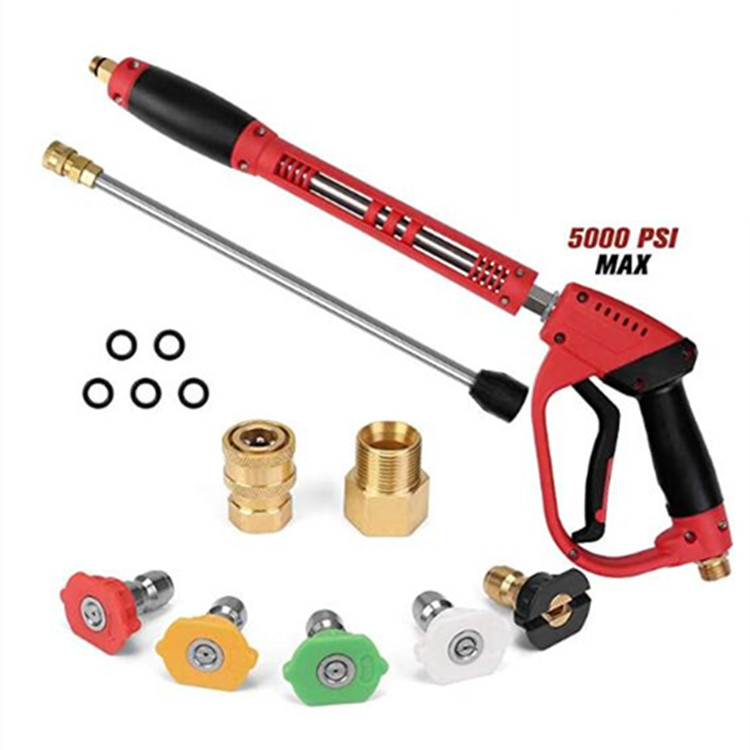 5000 фунтов/кв. дюйм высокое пистолету мойки высокого давления с Замена Удлинительный палочка распыления воды курок пистолета 5 наконечники форсунки комплект