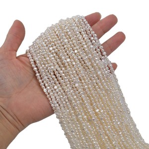 Cuentas de Perlas Blancas Naturales de Agua Dulce de 3-4 mm, Pequeñas, Barrocas, de Dos Caras, para Hacer Joyas, Accesorios para Collares, con Orificio Cruzado - Product Image 5