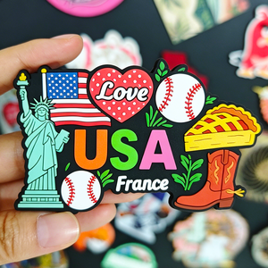 Logo personnalisé États-Unis d'Amérique USA Aimant de réfrigérateur promotionnel magnétique personnalisé en silicone souple 2D 3D en PVC - Product Image 1