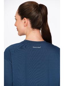 Camiseta Oversize de Algodón Azul para Mujer Munns & Mars, Cuello Redondo, Estilo Casual y Relajado, Top de Moda para el Día a Día, Venta al por Mayor - Product Image 6