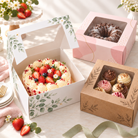 Boîtes à gâteaux en kraft imprimées sur mesure avec fenêtre transparente, 12 pouces, emballage de boulangerie en carton robuste pour gâteaux de mariage et d'anniversaire