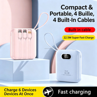 Nouvelle mini batterie externe électronique 10000 mAh, mince et portable, avec câble USB-C, Powerbanks 10000 mAh