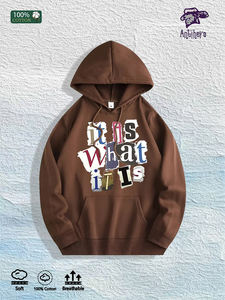 Almacén Local en EE. UU.: Sudadera con Capucha 100% Algodón con Estampado Gráfico de Collage 'It Is What It Is', 7 Colores - Product Image 4