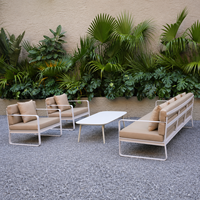 Ensemble de meubles de jardin en aluminium minimaliste, imperméable, avec coussins à séchage rapide, pour villa et hôtel