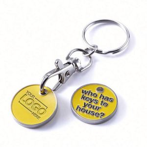 Custom Portable Metal Shopping Cart Coin Keychains-Flower Style Letterpress Printed Engraved Logo Token for Promotional - Product Image 1