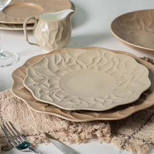 Assiette de présentation <span class=keywords><strong>vert</strong></span> clair bordée de fleurs assiette à salade en porcelaine assiette à dîner plats de service pour mariage et restauration - Product Image 6