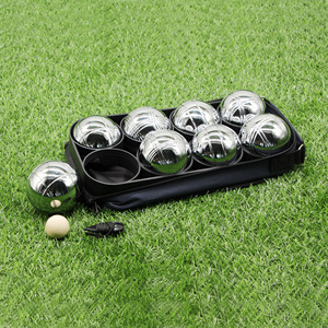 Ensemble <span class=keywords><strong>de</strong></span> 8 boules <span class=keywords><strong>de</strong></span> pétanque argentées <span class=keywords><strong>de</strong></span> 73 mm, boules françaises classiques, <span class=keywords><strong>jeu</strong></span> <span class=keywords><strong>de</strong></span> boules d'extérieur sur gazon, avec emballage en nylon et logo personnalisé - Product Image 1