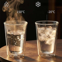 Tasse à café en verre borosilicate à double paroi, isolante et résistante à la chaleur, pour boissons chaudes et froides – Meilleure vente