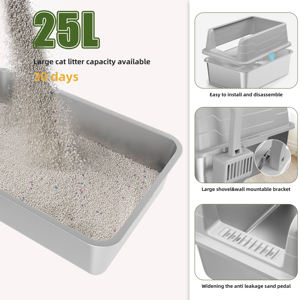 Bandeja de arena para gatos de metal personalizada de fácil limpieza Caja de arena semicerrada de acero inoxidable para gatos - Product Image 3