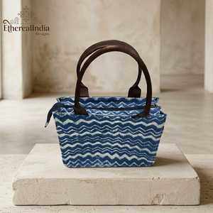 Handmade Rug Fabric Laptop <b>Tote</b> Bag Hand Block Print Cotton Lining <b>Nylon</b> Handle Rexene Sling Crossbody Phone Bag - Product Image 3