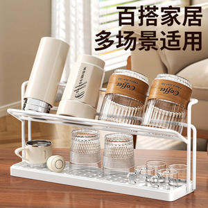 Égouttoir de cuisine double couche avec plateau, séchage rapide, rangement pour tasses à thé et café, bouteilles isothermes, taille L - Product Image 2