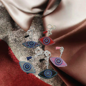 Porte-clés œil de protection en gros, cristal de verre bleu étincelant, accessoires de sac de voiture, pendentif en strass étincelant, porte-clés imperméable - Product Image 3