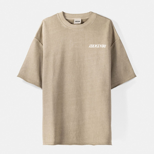 T-shirt longgar ukuran besar pria, baru 360gsm katun murni trendi merek lengan pendek warna Solid gaya dasar kaus untuk pria - Product Image 3