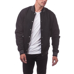 เสื้อแจ็คเก็ตเบสบอลพรีเมียม PIHA SPORTS สำหรับผู้ชาย รุ่น Winter Letterman แบบ Varsity สำหรับโรงเรียน/วิทยาลัย สีดำ แขนหนังแท้ กันลม - Product Image 4