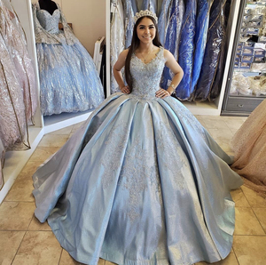 Vtidos De Fita De Encaje Azul Cielo: Cuello En V, Mangas Largas, Vtido De Noche Con Ilusión De Cuentas De 125,75 € | DHgate