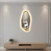 Peinture décorative de luxe moderne peinture lumineuse à LED de haute qualité peinture murale de salon avec lumières LED