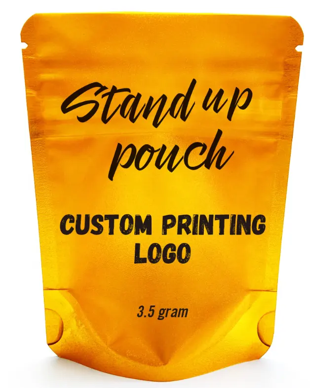 custom printed 3.5 g candy gummy stand up pouch laminated plastic aluminum foil child proof ziplock mylar bags