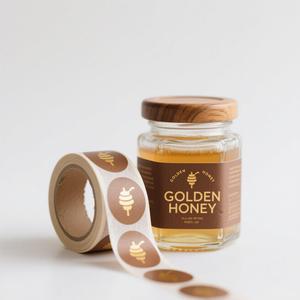 Custom Logo Adhesive Vinyl Stickers Waterproof <strong>Bee</strong> Honey <strong>Label</strong> for Jam Food Bottle Packaging