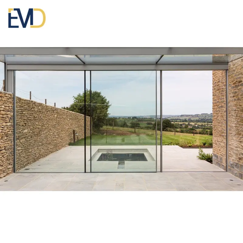 Design moderno villa di alta qualità patio esterno stretto telaio in alluminio porta scorrevole in vetro