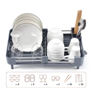 BX Kitchen Cutlery Tabletop Multi-purpose Non-Folding <strong>Microwave</strong> Oven Compatible Dish <strong>Storage</strong> &amp; Drain Rack with Wheels Metal &amp; PP - Product Image 3