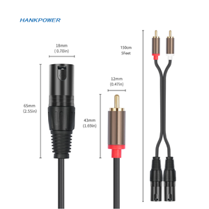 原始设备制造商工厂双公XLR至双<span class=keywords><strong>RCA</strong></span>电缆互连引线HiFi立体声<span class=keywords><strong>2</strong></span> XLR至<span class=keywords><strong>2</strong></span> <span class=keywords><strong>RCA</strong></span>麦克风电缆 - Product Image 5