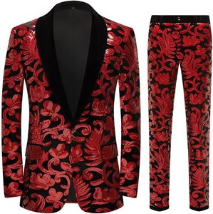 Costumes deux pièces printemps automne pour hommes blazers à paillettes en velours vert à paillettes florales blazers de <span class=keywords><strong>mariage</strong></span> veste de costume pour <span class=keywords><strong>DJ</strong></span> et chanteurs - Product Image 2