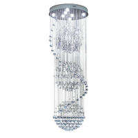 JYLIGHTING Lámpara LED Moderna de Acero Inoxidable para Techo Alto, Araña de Cristal de Lujo de 3000K para Decoración del Hogar y Hotel