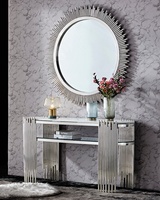 Table console de villa de luxe moderne avec plateau en marbre et structure en acier inoxydable pour salon