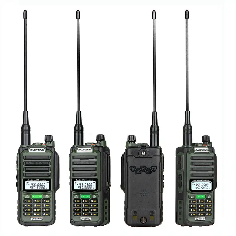 Baofeng 5W IP67 UHF VHF portátil 5KM de alcance UV-98PRO Rádio de presunto de banda dupla à prova d'água Rádio em dois sentidos Woki Toki