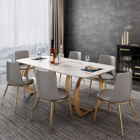 Großhandel Marmor-Esstisch Zeitgenössisches Metallgestell Küchenmöbel für Apartment Restaurant Hotel