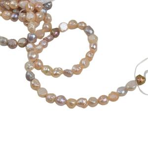 สร้อยคอมุกน้ำจืดทรงกลมแบบเอดิสัน ขนาด 10-12 มม. ผลิตภัณฑ์กึ่งสำเร็จรูปจากธรรมชาติ โทนสีขาวและชมพู รูปทรงบาโรก - Product Image 5